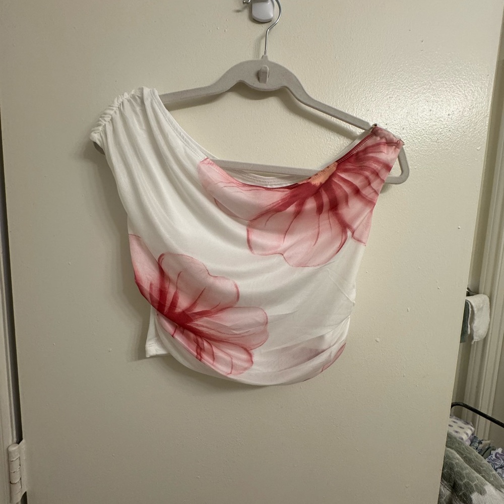 Floral White and Pink Women's Top